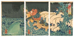 日蓮上人波題目之図　Nichiren Shonin Causes the Daimoku to Appear on the Waves