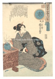 人間万事愛婦美八卦意　寒 すましの秋の月　Eight Views of Incidents in Daily Life / The Trigram Kan, Coldness: Autumn Moon of Prudishly