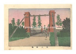 東京真画名所図解　吹上釣橋　True Pictures of Famous Places in Tokyo / Suspension Bridge at Fukiage
