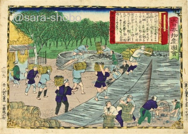 美濃石灰焼之図 大日本物産図会(三代広重画 大倉孫兵衛板) / 古本 
