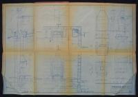 昭和20,30年代　ファイアープレイス（暖炉）青焼設計図集　