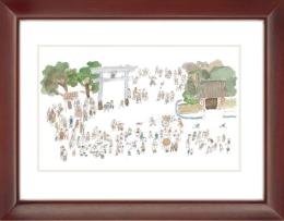 安野光雅限定版画・『少年時代』鳥居の市　限定80部之内7番