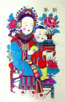 中国版画・年画　山東省楊家埠・歓楽新年　一対
