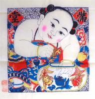 中国版画・年画　山東省楊家埠・金魚満堂　一対
