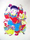 中国版画・年画　山東省楊家埠・児童戯禽