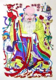 中国版画・年画　山東省楊家埠・寿星図（寿老人）