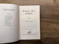 Resultats, idees, problemes  I 1890-1920  II  1921-1938
