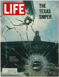 洋雑誌 LIFE 1966年8月12日号　表紙:狙撃されたテキサスの商店の窓:テキサスタワー乱射事件 (撮影:Shel Hershorn)