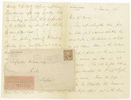 Horace E.Scudderから　八雲 (神戸) 宛　書簡　小泉(八雲)家旧蔵　
Autograph letter, signed, from Horace E.Scudder to Lafcadio Hearn.
