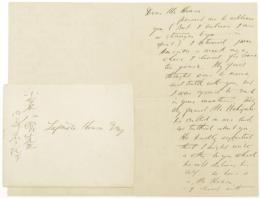 ヨネ・ノグチ (野口米次郎)から　八雲 (内ケ崎・・・様方) 宛　自筆書簡　小泉(八雲)家旧蔵　
Autograph letter, signed, from Yone Noguchi to Lafcadio Hearn.