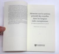 Memoire Sur Le Systeme Primitif Des Voyelles Dans Les Langues Indo-europeennes. De L’emploi Du Genitif Absolu En Sanscrit. (仏) 印欧語族における母音の原始的体系に関する覚え書き　