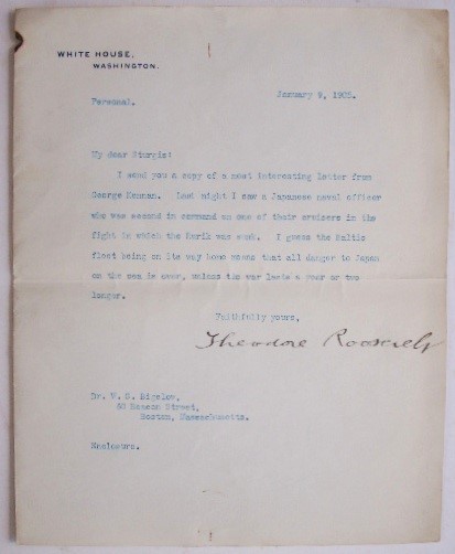 An Typed Letter From President Theodore Roosevelt To William Bigelow Sturgis セオドア ルーズベルト 第26代アメリカ大統領 署名入書簡 ウィリアム ビゲロー宛 Roosevelt Theodore 小川図書 古本 中古本 古書籍の通販は 日本の古本屋 日本の古本屋