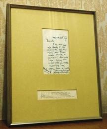 An Autograph Letter from George Meredith to E.H.Thring. ジョージ・メレディス自筆書簡　E.H.ティーリング宛　