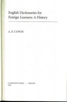 English Dictionaries for Foreign Learners: A History.