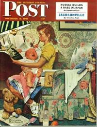 The Saturday Evening Post 1947年11月8日号　表紙：Baby sitter: (奮闘するベビーシッターの少女) (画 N.ロックウェル)