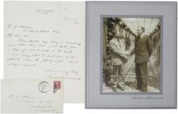 第32代アメリカ合衆国大統領　フランクリン・ルーズベルト署名入自筆書簡および自筆署名入写真セット　1920年、副大統領候補時代　南與作旧蔵