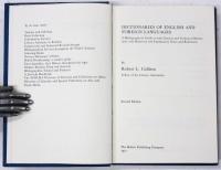 Dictionaries of English and Foreign Languages. A Bibliographical Guide to both General and Technical Dictionaries with Historical and Explanatory Notes and references.