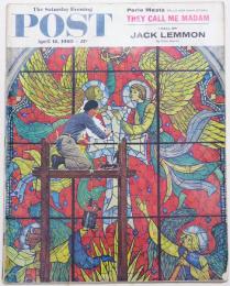 The Saturday Evening Post 1960年4月16日号　表紙：Repairing Stained Glass：ステンドグラス修復 (画 N.ロックウェル)
