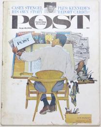 The Saturday Evening Post 1961年9月16日号　表紙：Artist at Work : POSTのロゴをデザインする人 (画 N.ロックウェル) ＊この号からロゴが変わる