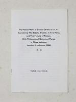 The Poetical Works of Erasmus Darwin with Philosophical Notes and Plates. Vol.I，Being Vol.I of The Botanic Garden，Containing The Economy of Vegetation. Vol.II，Being Vol.II of The Botanic Garden，Containing The Love of the Plants. With Philosophical Notes. Vol.III，Containing The Temple of Nature. エラズマス・ダーウィン詩集　
