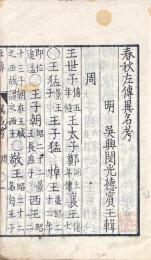 春秋左伝異名考 一巻　春秋姓名辨異 一巻