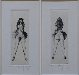 山本六三　銅版画　「死者Ⅰ・Ⅱ」