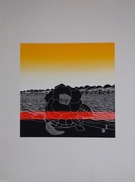 粟津潔版画　「椿亀」