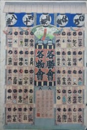 江戸の花名勝会　いろは組　目録　四十八番　名勝会　名物会　浮世人物 豊国老人筆　名所名物 諸画大人筆　吉園主人画