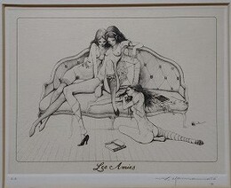 山本六三　銅版画　「女友達Ⅱ」