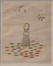 南桂子カラーエッチング　「少女と落葉」