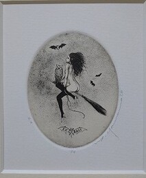 山本六三　銅版画　「魔女」