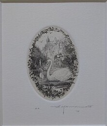 山本六三　銅版画　「白鳥」