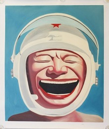 岳敏君油彩画　ヘルメット