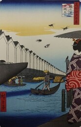 初代歌川広重筆　名所江戸百景　鎧の渡し小網町（中央区）