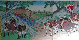 朝鮮記聞大日本陸軍護衛之図　3枚続