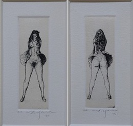 山本六三　銅版画　「死者Ⅰ・Ⅱ」