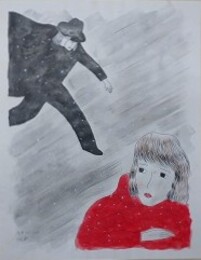 安西水丸水彩画　「少女ロマンスより」