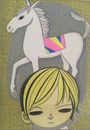 池田修三木版画　ボクの白い馬