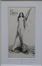 山本六三　銅版画　「人魚」