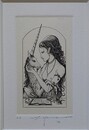 山本六三　銅版画　「一角獣と女」