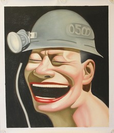 岳敏君油彩画　ヘッドライト