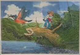 矢口高雄ジークレー版画　「カワセミ」