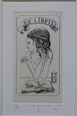 山本六三　銅版画　「薔薇と少女」