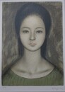 風間完リトグラフ　「婦人」