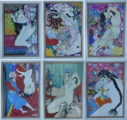 古沢岩美画伯作品集　千夜一夜物語　さし絵版画六枚絵