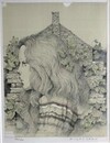 石阪春生版画額　石の家〈女のいる風景〉