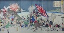 鳳凰城之戦　日軍大破清兵　3枚続