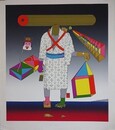 粟津潔版画　「鉛筆男」