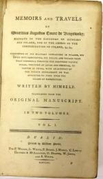 ベニョウスキー　『航海記』　英語訳　全2巻　1790年　ダブリン刊   Memoirs and Travels. In two volumes. Dublin, P. Wogan et al, 1790.