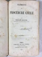 ボニエー　『佛國訴訟法原論』　1852年　パリ刊 / Bonnier, Edouard, Elements de Procedure Civile. Paris, Librairie de Plon Freres, 1853.
